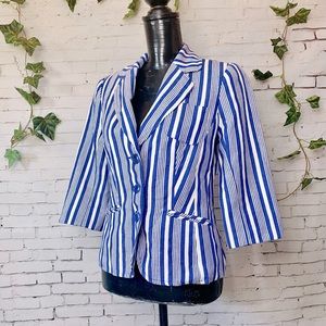 Trina Turk Blue Striped Fitted Blazer Size 4